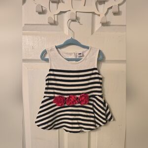 Janie and Jack Toddler Girl's White and Navy Striped Peplum Top Size 3T